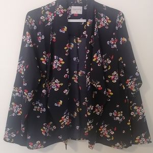 Modcloth Navy Floral Print Blazer Size Medium